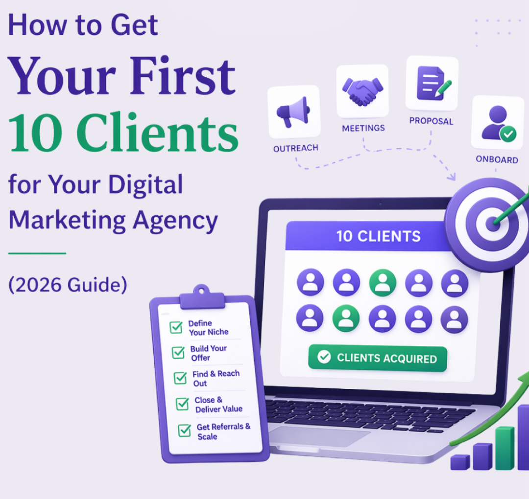 aqsetu | How to Get Your First 10 Clients for Your Digital Marketing Agency (2026 Guide)